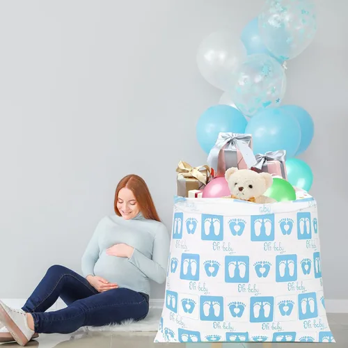 Miniatura 3 de Zonon 3 bolsas extragrandes para baby shower, tamaño gigante, de gran tamaño, bolsa de regalo de plástico para revelación de género, bolsa