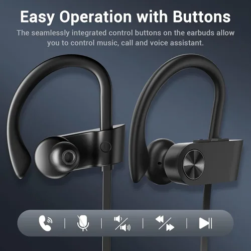 Miniatura 3 de Auriculares Bluetooth, Bluetooth 5.3 IPX7, impermeables, inalámbricos, deportivos, para gimnasio, 16 horas de reproducción, auriculares para correr