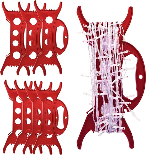8PCS Organizador de Luces de Navidad Almacenamiento de Luces de Vacaciones Rojo Organizador de Luces de Propósito General Bobina de Luces de Navidad