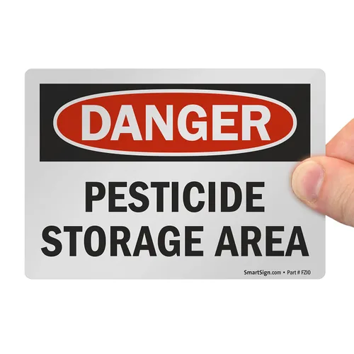 Miniatura 6 de SmartSign Etiqueta OSHA de 3.5 x 5 pulgadas "Peligro - Área de almacenamiento de pesticidas", poliéster adhesivo laminado de 3 mil, rojo, negro