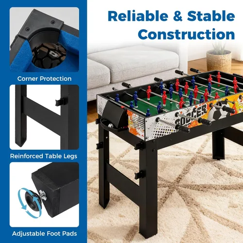 Miniatura 7 de Goplus Mesa de juego múltiple 14 en 1, mesa de juego combinada con futbolín, hockey de aire, piscina, tenis de mesa, baloncesto, ajedrez, damas