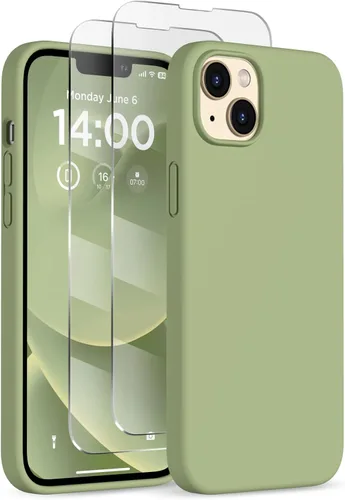 Miniatura 27 de Funda de silicona diseñada para iPhone 14 Plus, con 2 protectores de pantalla, funda protectora de cuerpo completo a prueba de golpes, funda delgada