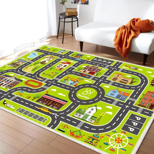 Miniatura 14 de Alfombra de juego para niños, alfombra educativa de 31 x 48 pulgadas, alfombra antideslizante de la vida urbana, alfombra de aprendizaje para niños