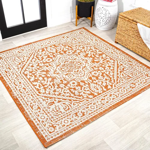Miniatura 115 de Eyely BMS101D-28 - Alfombra de pasillo con textura de medallón de Santa Mónica Slesi, para interiores y exteriores, estilo costero, bohemio, Gris