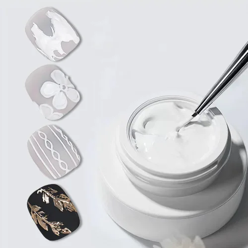 Gel Sólido 3D para Esculpir Uñas para Arte de Uñas, Gel de Arte de Uñas 3D Multifuncional 3D para Moldeado de Uñas para Salón en Casa DIY (Blanco)