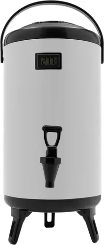 Miniatura 9 de Dispensador de bebidas aislado, dispensador de bebidas calientes de acero inoxidable de 2.11 galones con termómetro, dispensador de bebidas frías