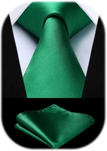 HISDERN Corbata formal de satén y pañuelo de bolsillo para hombre, corbata y pañuelo de satén de color sólido