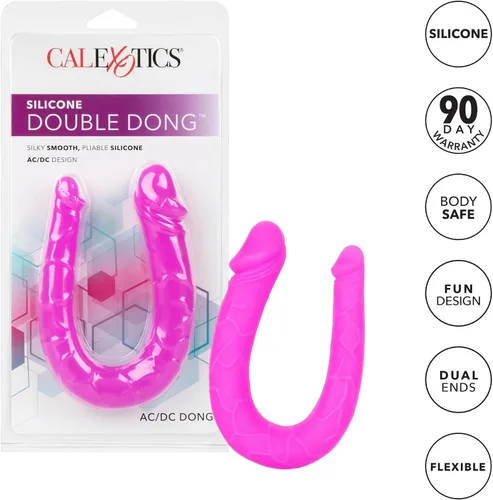 Miniatura 3 de CalExotics Silicona doble Dong AC/DC Dong - Rosa