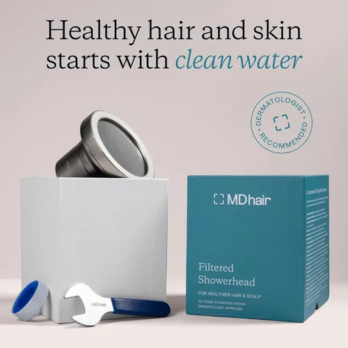 Miniatura 2 de MDhair Cabezal de ducha filtrado para cabello y piel más saludables: elimina el cloro y los metales pesados, filtro de cabezal de ducha de alta