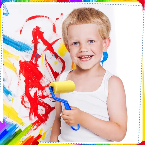 Miniatura 6 de Tenceur Rodillos de pintura de espuma de 3 pulgadas, rodillo de esponja pequeña con mango de plástico para jóvenes artistas, niños, suministros