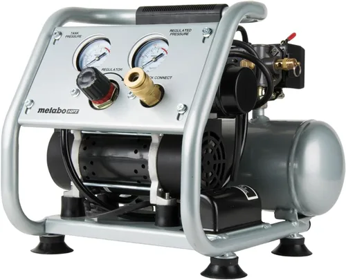 Metabo HPT Compresor de aire silencioso, compresor de aire portátil sin aceite de 1 galón, funcionamiento ultrasilencioso a 59 dB, acoplador rápido