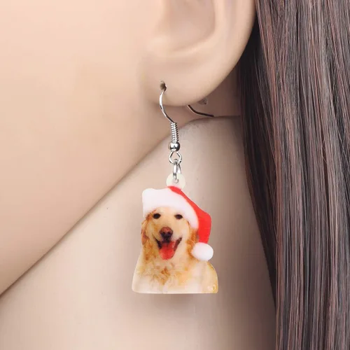 Miniatura 2 de NEWEI Lindos aretes de Navidad para perro, joyería colgante para niñas y mujeres, Acrílico, No es una piedra preciosa