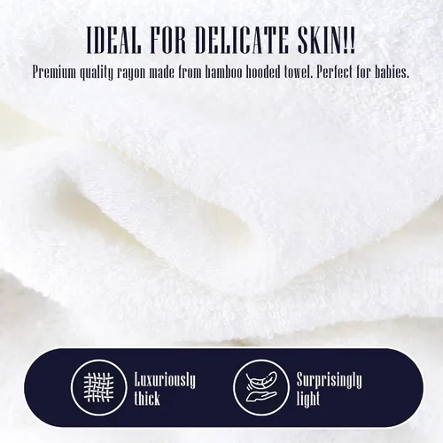 Miniatura 7 de Paquete de 2 toallas de baño para bebé - De rayón hechas de bambú, ultraabsorbentes, toallas con capucha ultrasuaves para niños - Tamaño extra
