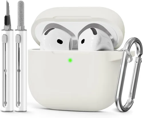 Miniatura 34 de Funda para AirPods 4 2024, viene con kit de limpieza, funda protectora de silicona suave para fundas Apple AirPods de 4ª generación con llavero