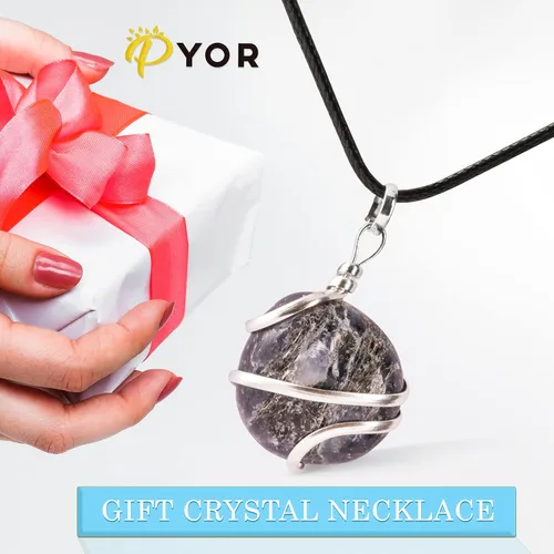 Miniatura 32 de PYOR Collar con colgante curativo de Reiki de cristal, gemas de buena suerte, prosperidad, riqueza, piedras preciosas naturales, collares de buena