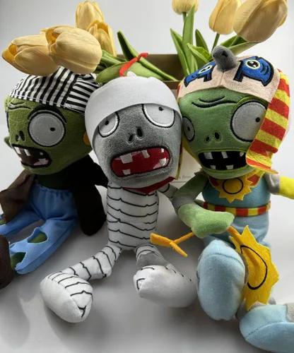 Miniatura 7 de JHESAO 3 piezas de peluches de PVZ plantas y zombis juguetes de peluche normal zombie PVZ 1 2 peluche suave muñeca momia zombi nuevo