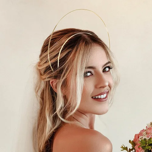 Miniatura 5 de FOMIYES Tocado dorado para boda de ángel, accesorios de material metálico para mujer