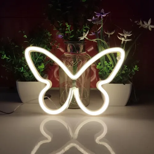 Miniatura 2 de JYWJ Letrero de neón de mariposa, luz de neón con pilas USB o 3 AA, decoración de mesa LED, decoración de pared de dormitorio, regalo de cumpleaños