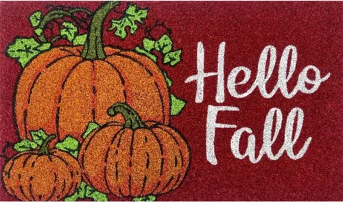 Briarwood Lane Felpudo de coco con diseño de calabazas de Hello Fall 18 x 30