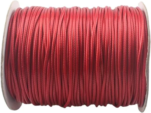 Miniatura 40 de Cordón de poliéster encerado para hacer joyas, cuerda encerada con carrete para hilo de bricolaje (rojo, 0.020 in (150 yardas))