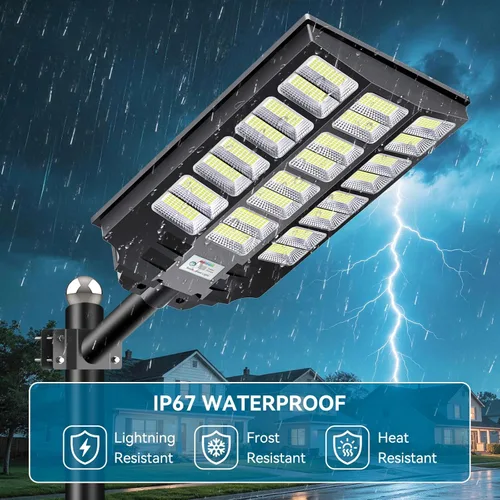 Miniatura 6 de VOOJOY Luces solares de calle de 8000 W para exteriores, impermeables, del atardecer al amanecer, luces solares al aire libre, luz LED de seguridad