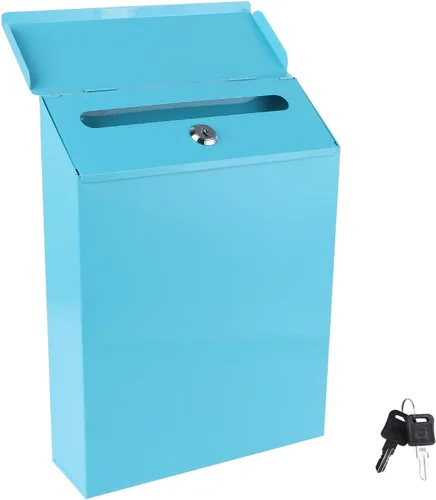 Buzón de pared con cerradura de llave, caja de sugerencias de bloqueo de metal exterior de estilo europeo, casa de campo rústica para oficina en