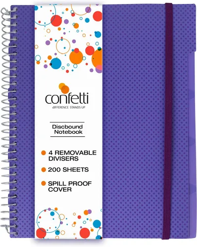 Miniatura 15 de Confetti Cuaderno de espiral – 4 separadores extraíbles, cubierta a prueba de derrames, banda elástica de cierre, bolsillo de almacenamiento – Bloc