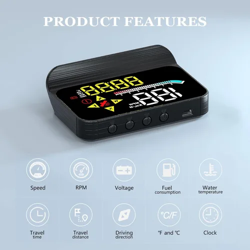 Miniatura 3 de Liiiyuan HUD M17, pantalla frontal OBD2 y GPS sistema dual velocímetro para coche, velocímetro digital con velocidad, dirección de viaje y alarma