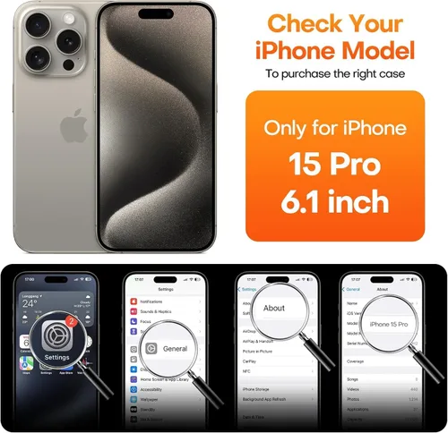 Miniatura 2 de CellEver Funda magnética fuerte para iPhone 15 Pro [protección de cámara] [prueba de caídas de grado militar] [compatible con MagSafe] Funda delgada