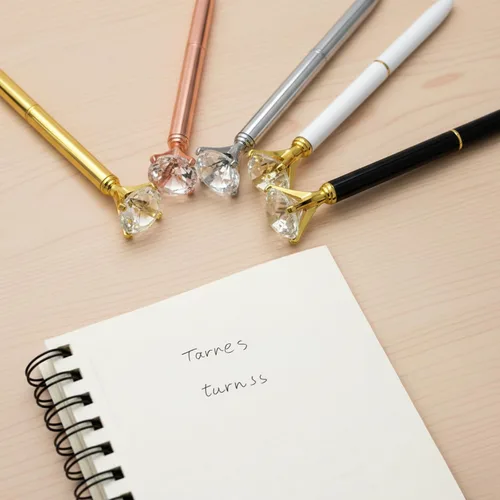 Miniatura 6 de Personalizado 20 Piezas Big Diamond Pen Rhinestones Crystal Metal Bolígrafo Promocional Tinta Negra