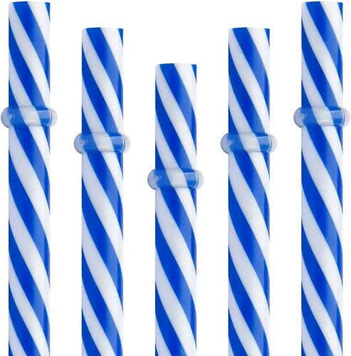 Miniatura 13 de Dakoufish 12 pajitas gruesas de plástico reutilizables de 9 pulgadas, sin BPA, pajitas de tarro de masón transparentes a rayas pequeñas