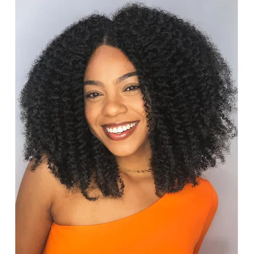 Quantum Love Extensiones de cabello rizado rizado tipo crochet, corto Marlybob Jerry, rizo, color negro natural, para mujeres negras, extensión de