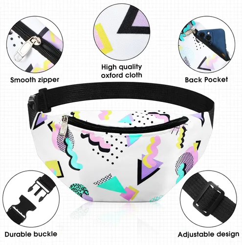Miniatura 4 de 3 Riñoneras de los años 80 y 90, bolsas de cintura retro de neón de los años 80 y 90, accesorios de atuendo para hombres y mujeres, bolsas casuales