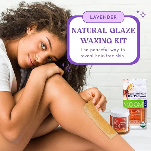 Miniatura 2 de MOOM - Kit de cera de esmalte con lavanda, kit de cera de azúcar en tarro de 6 onzas con 18 tiras de tela reutilizables, alternativa a las tiras