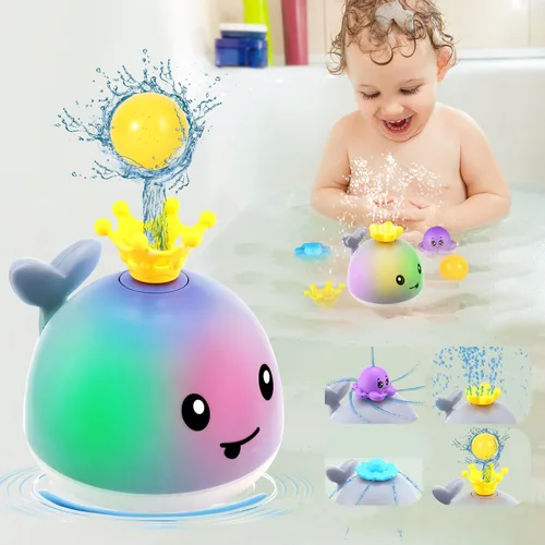 Miniatura 11 de Gigilli - Juguetes de baño de ballena iluminada para niños, juguetes de piscina, juguete de espray de agua para niños pequeños de 1 a 5 años, 6 a 18