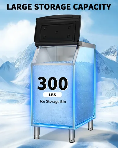 Miniatura 2 de Cubo de almacenamiento comercial para máquina de hielo, capacidad de 300 libras, contenedor de almacenamiento de hielo comercial de acero inoxidable