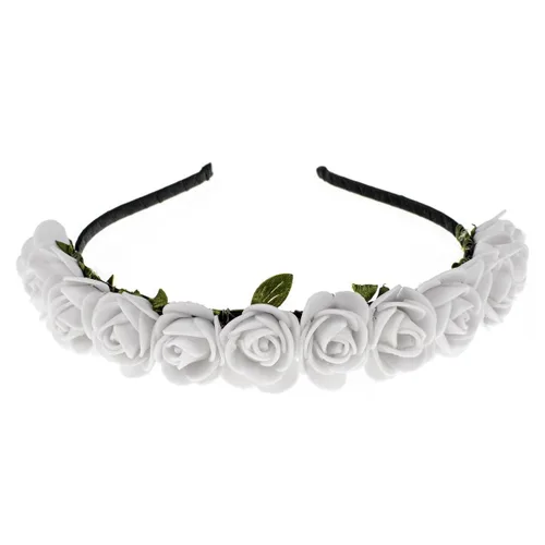 Miniatura 15 de Corona floral BOHO con diadema de rosas para el cabello (rojo oscuro)