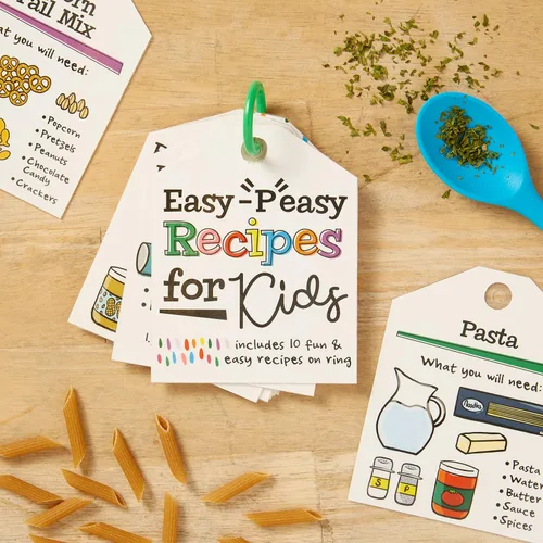 Miniatura 6 de C.R. Gibson Kids Games - Juego de actividades de cocina Little Chef para niños pequeños y preescolares, 10 unidades, anillo de tarjetas de recetas