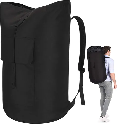 Miniatura 10 de Mochila para lavandería, 115L, resistente, extra grande, bolsa de ropa sucia con correas para el hombro, bolsa de ropa sucia con cierre de cordón