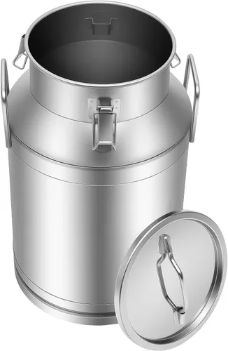 Miniatura 8 de Lata de leche de acero inoxidable de 40 litros/10.56 galones, cubo de jarra de leche resistente con mango ergonómico y tapa hermética, recipiente