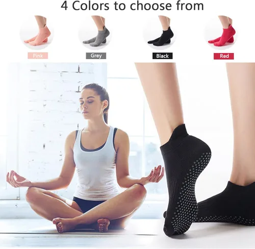 Miniatura 2 de Amstt 4 Pairs Grip Socks for Womens Pilates Barre Dance Pilates Yoga Non-Slip Socks