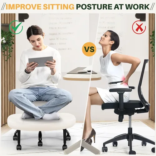 Miniatura 4 de Silla de oficina Criss Cross de Primy - Silla para piernas cruzadas con ruedas para TDAH - Sillas de escritorio en posición de rodillas ergonómicas