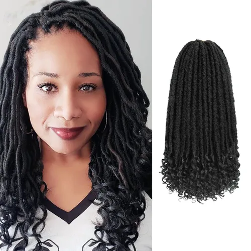 Miniatura 30 de 6 paquetes de cabello de ganchillo Goddess Locs, locs falsos rectos de 12 pulgadas para ganchillo, extensiones de cabello sintético suave rizado