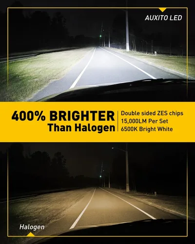 Miniatura 2 de AUXITO HB4 9006 Bombillas LED, 15000 lm por juego, 6500 K, blanco frío, tamaño pequeño, bombillas antiniebla LED inalámbricas para repuesto