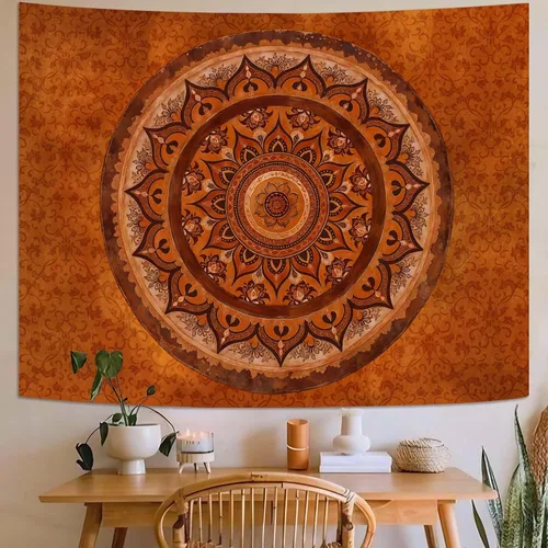 Miniatura 9 de Accnicc Tapiz bohemio con mandala floral para dormitorio, tapiz de pared con flores bohemias, pequeño, acuarela, azul, blanco, hippie, indio