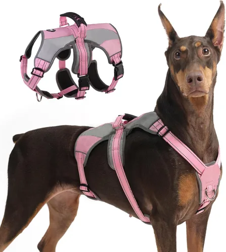 Miniatura 8 de Mihachi Arnés para perros pequeños, chaleco de servicio sin tirones a prueba de escapes, con tiras reflectantes y asa de control, ajustable