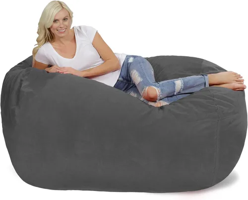 Miniatura 19 de Cozy Sack - Sillón de puff: Gran bolsa para muebles de espuma viscoelástica de 6 ft y tumbona grande – sofá grande con funda de microfibra suave