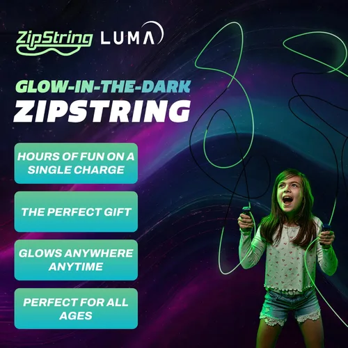 Miniatura 6 de ZipString Lightning Luma - Cuerdas de repuesto para juguete lanzador de cuerda, paquete de 3, juguete antiestrés reactivo a los rayos UV que brilla