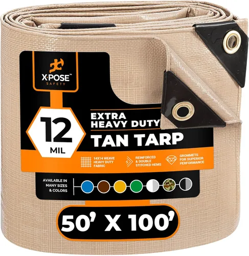 Miniatura 112 de Lona protectora Xpose Safety multiusos, de poliéster blanco, resistente, resistente al agua, resistente a la intemperie, resistente a rasguños