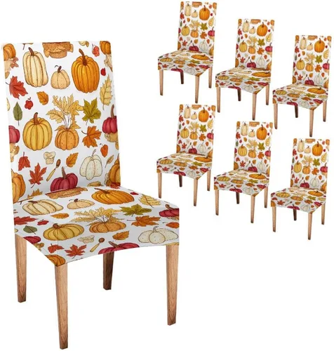 Miniatura 84 de CAPSCEOLL Juego de 4 fundas elásticas para sillas Parsons de color marrón y gris, universales, extraíbles y lavables, fundas de asiento protectoras